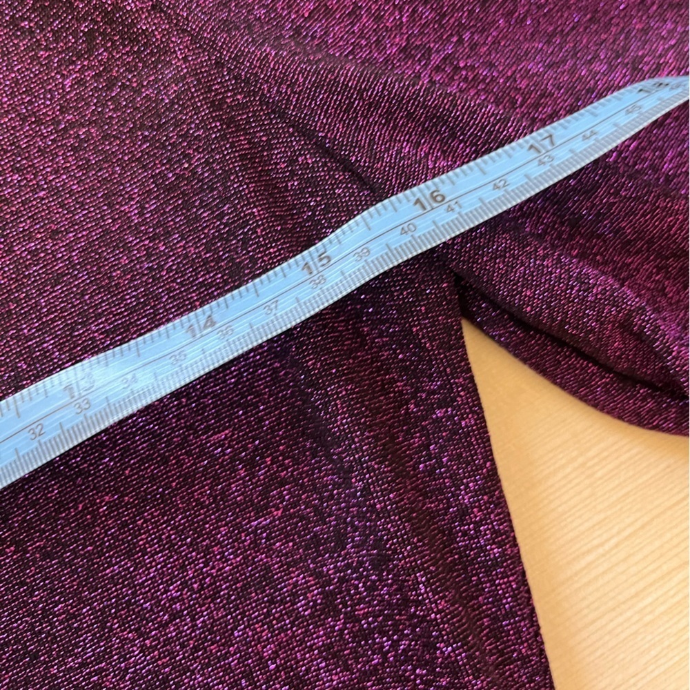 Saylor Purple Shimmer Faux Wrap Dress Ruched Waist Cocktail Holiday Party Glam - Picture 11 of 12